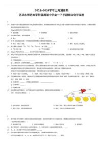 2023~2024学年上海浦东新区华东师范大学附属周浦中学高一下学期期末化学试卷（有答案解析）