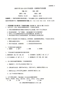 广东省深圳中学2024-2025学年高一上学期期末化学试卷