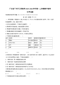 广东省广州市三校联考2025-2026学年高一上学期期中联考 化学试题（含答案）
