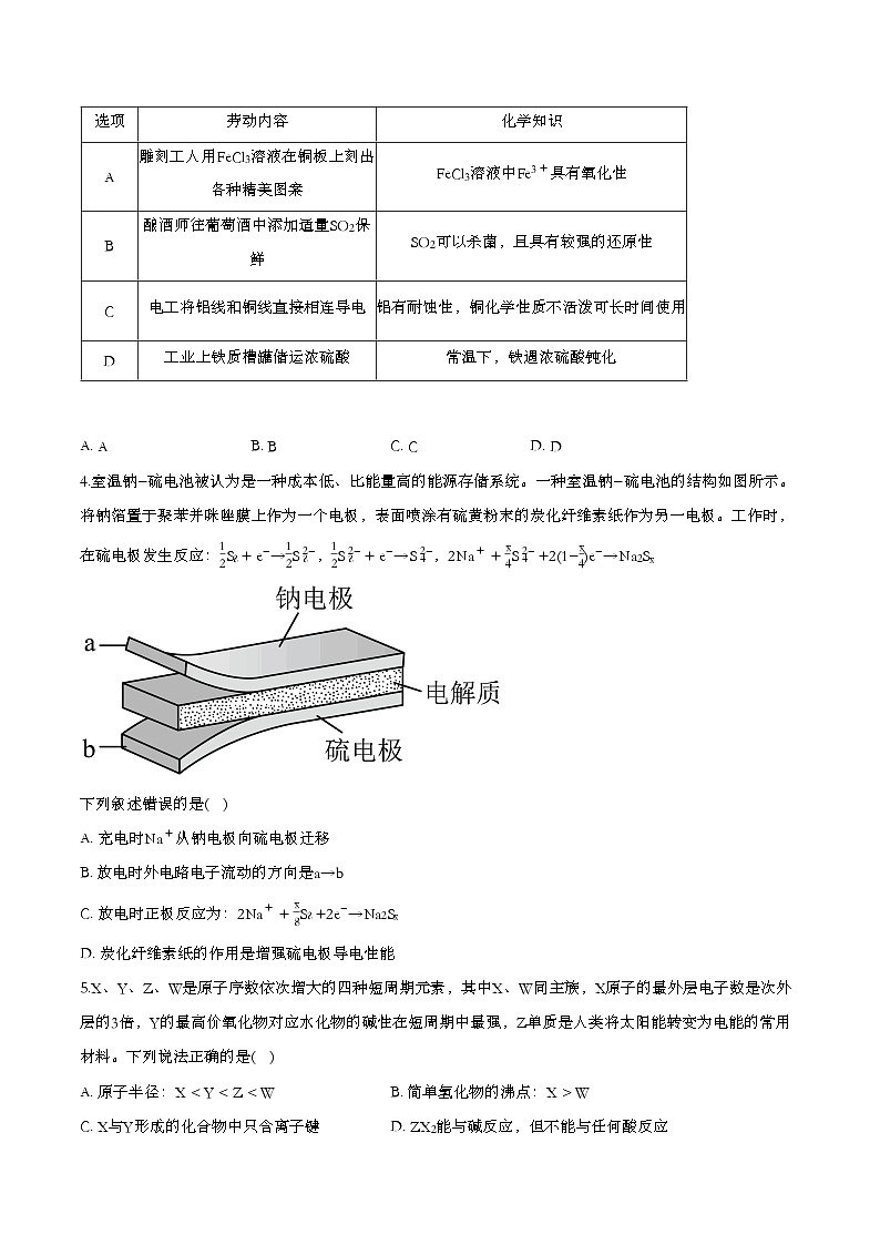 江苏省南通第一中学2024-2025+年高三下高考模拟(一)考试化学科目试卷第2页