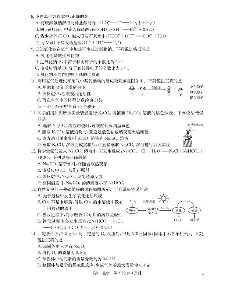 贵州省织金一中2025-2026学年高一上学期11月考试化学试卷第2页