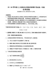 2025-2026学年第一学期辽宁省沈阳市五校协作体期中考试高一化学试卷（含答案）