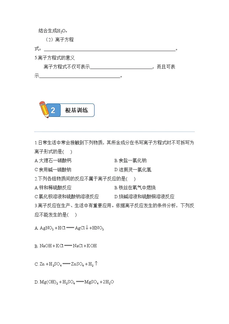 1.2.2 离子反应——高一化学人教版(2019)必修一精品同步分层练第2页