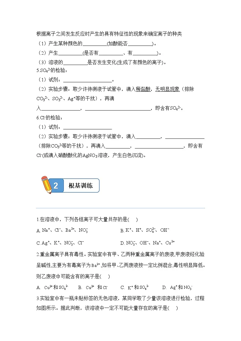 1.2.3 离子反应的应用——高一化学人教版(2019)必修一精品同步分层练第2页