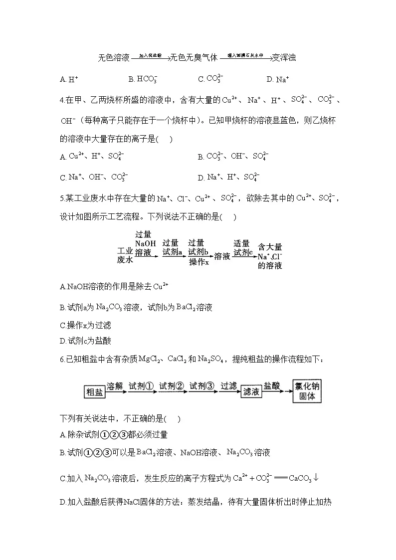 1.2.3 离子反应的应用——高一化学人教版(2019)必修一精品同步分层练第3页