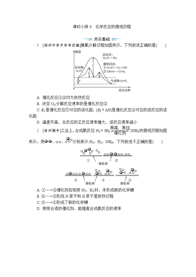 课时小练9 化学反应的微观历程(含答案)2025-2026学年高中化学苏教版选择性必修1第1页