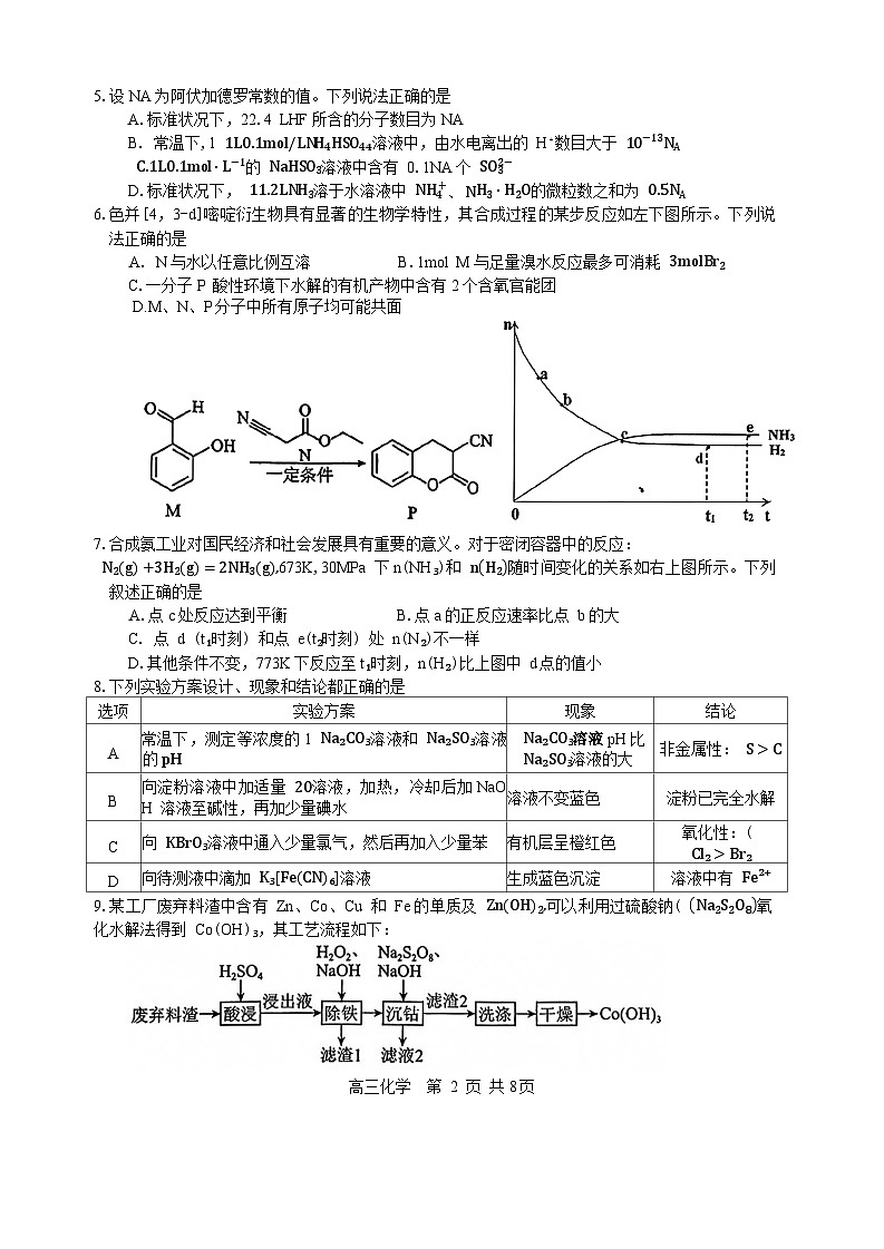 江西省景德镇市2026届高三第一次质量检测化学试卷(含答案)第2页