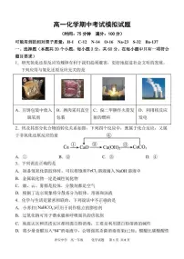陕西省西安中学2025-2026学年高一上学期期中考试模拟化学试题