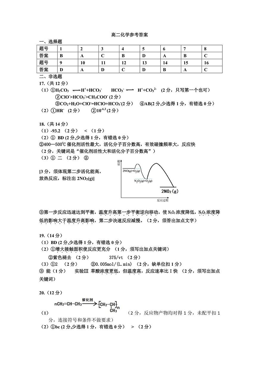 高二化学答案第1页