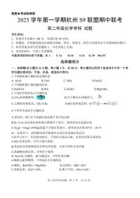 浙江省S9联盟2025-2026学年高二上学期11月期中考试化学试卷（含答案）