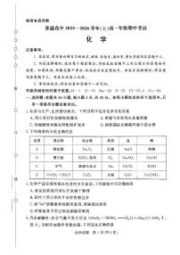 河南青铜鸣大联考2025-2026学年上学期高一期中考试化学试卷（含答案）