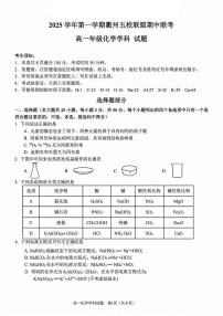 浙江衢州五校联盟2025年11月高一上学期期中联考化学试题（含答案）