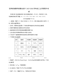 甘肃省张掖市省重点高中2025-2026学年高二上学期期中考试化学试卷（学生版）