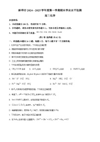 安徽省蚌埠市2024-2025学年高二上学期期末学业水平监测化学试卷（Word版附解析）