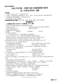 浙江省宁波六校联盟2025-2026学年高二上学期11月期中化学试题含答案