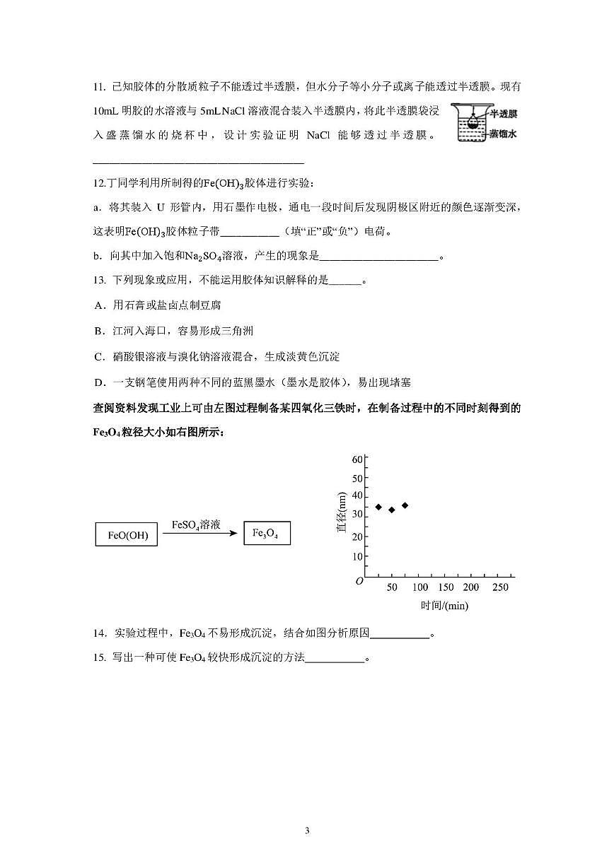 上海市华东师范大学附属东昌中学2025-2026学年高一上学期期中考试 化学试卷第3页