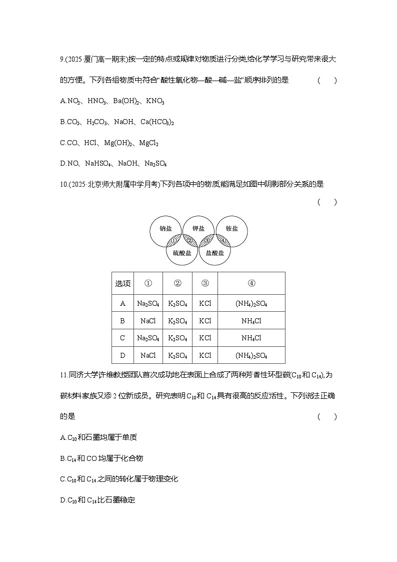 高一化学(人教版)必修一试题课时跟踪检测(1)根据物质的组成和性质分类(Word版附解析)第3页
