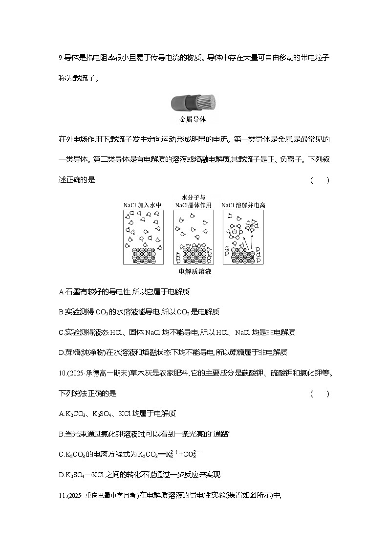 高一化学(人教版)必修一试题课时跟踪检测(4)电解质的电离(Word版附解析)第3页