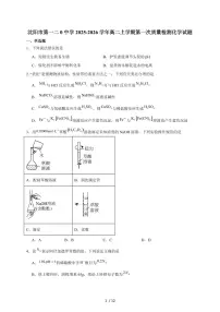 2025-2026学年辽宁沈阳市中学高二上学期第一次质量监测（10月）化学试卷（含答案）