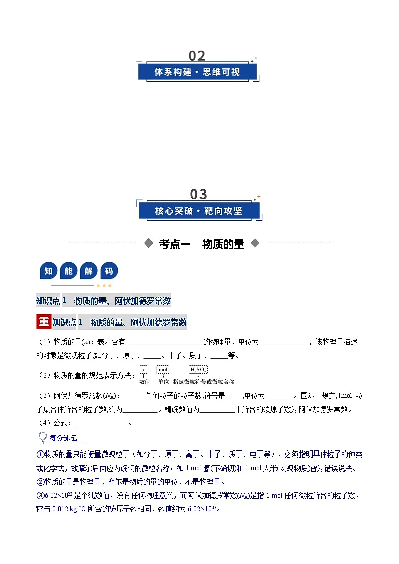 高考化学一轮复习-物质的量、气体摩尔体积(复习讲义)(全国通用)(原卷版)第3页