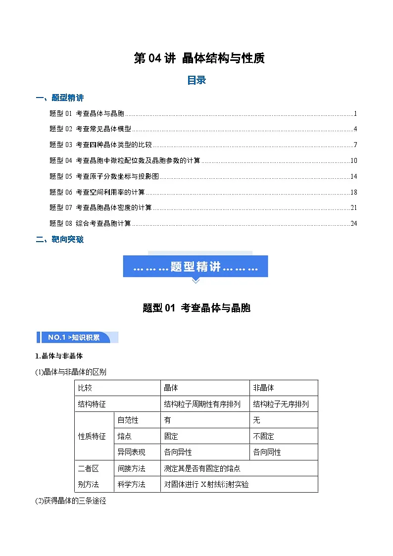高考化学一轮复习-晶体结构与性质(举一反三讲义)(解析版)第1页