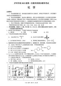 四川省泸州市2026届高三上学期第一次教学质量诊断性考试 化学试卷（PDF图片版）（含答案）