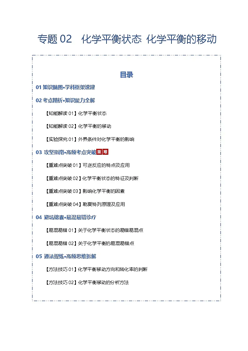 高考化学一轮复习-化学平衡状态 化学平衡的移动(知识清单)(全国通用)(解析版)第1页