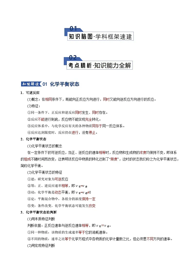 高考化学一轮复习-化学平衡状态 化学平衡的移动(知识清单)(全国通用)(解析版)第2页