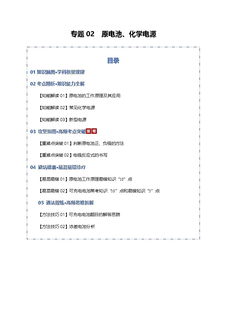 高考化学一轮复习-原电池、化学电源(知识清单)(全国通用)(原卷版)第1页