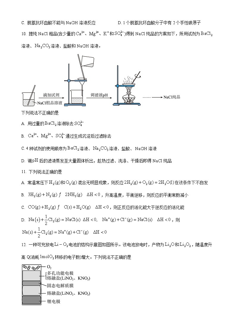 2025年高考浙江卷化学高考真题(原卷版)第3页