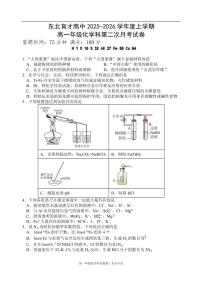 辽宁省沈阳市东北育才学校2025-2026学年第一学期高一化学月考试卷（含答案）