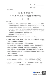 湘豫名校联考2025年11月高三上学期一轮复习诊断考试化学试题（含答案）