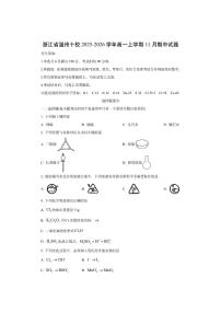 浙江省温州十校2025-2026学年高一上学期11月期中化学试卷（学生版）