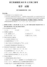 浙江省强基联盟2025-2026学年高二上学期12月月考化学试题+答案