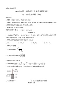 浙江省温州市十校2025-2026学年高二上学期11月期中联考化学试卷（Word版附解析）