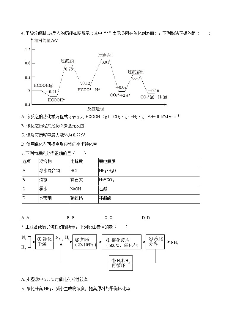 2025-2026学年安徽省大联考高二(上)期中化学试卷-自定义类型第2页