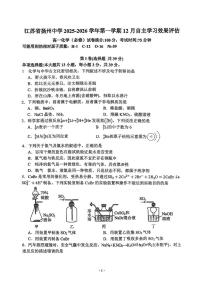 江苏省扬州中学2025-2026学年高一上学期12月月考化学试题