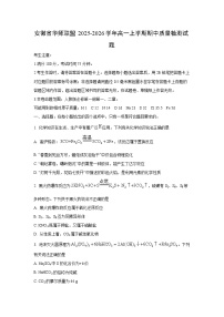 2025-2026学年安徽省华师联盟高一上学期期中质量检测化学试卷（学生版）