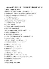 2024-2025学年重庆八中高一（上）期末化学模拟试卷（1月份）-自定义类型