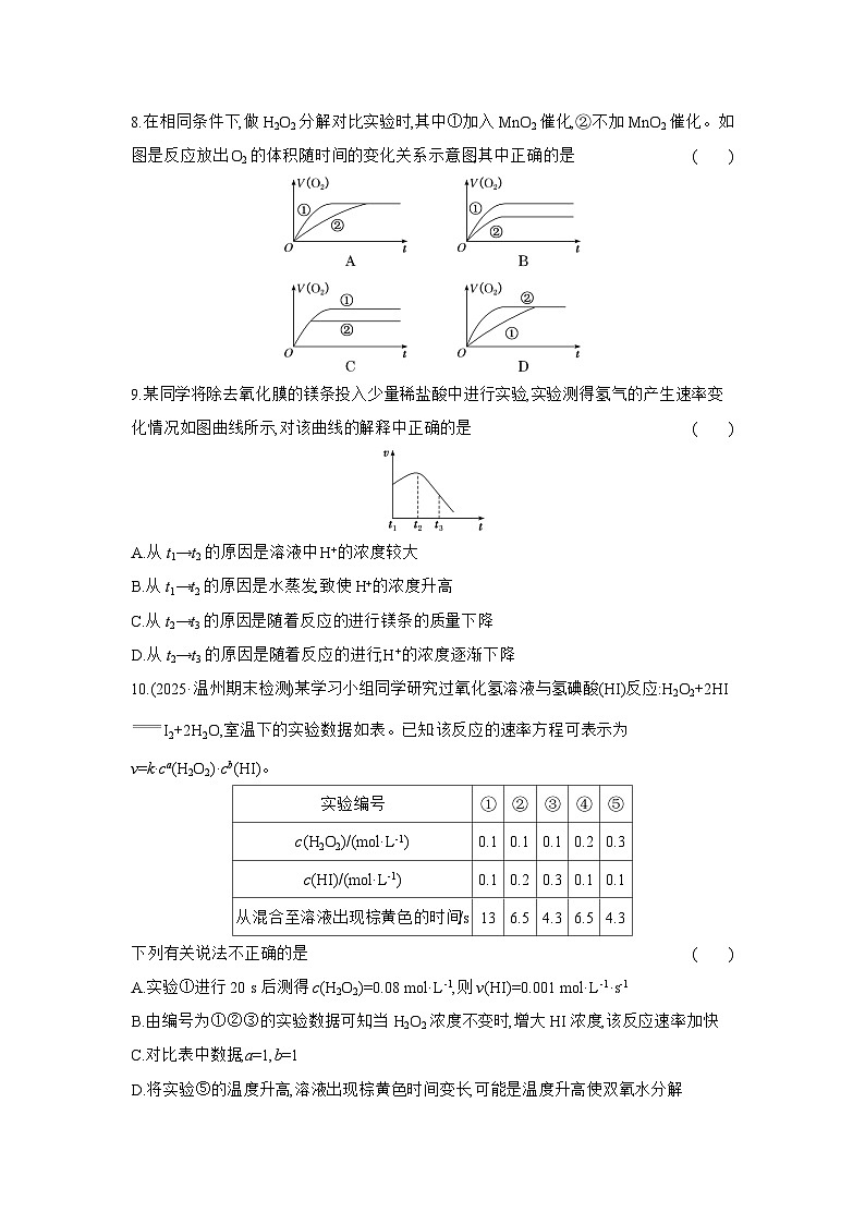 高二化学(人教版选择性必修一)试题课时跟踪检测2.1.2影响化学反应速率的因素(Word版附解析)第3页