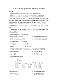 2025-2026学年广西高一上学期12月联考化学试卷（学生版）