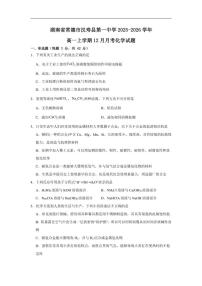 2025-2026学年湖南省常德市汉寿县第一中学高一上学期12月月考化学试题（有解析）