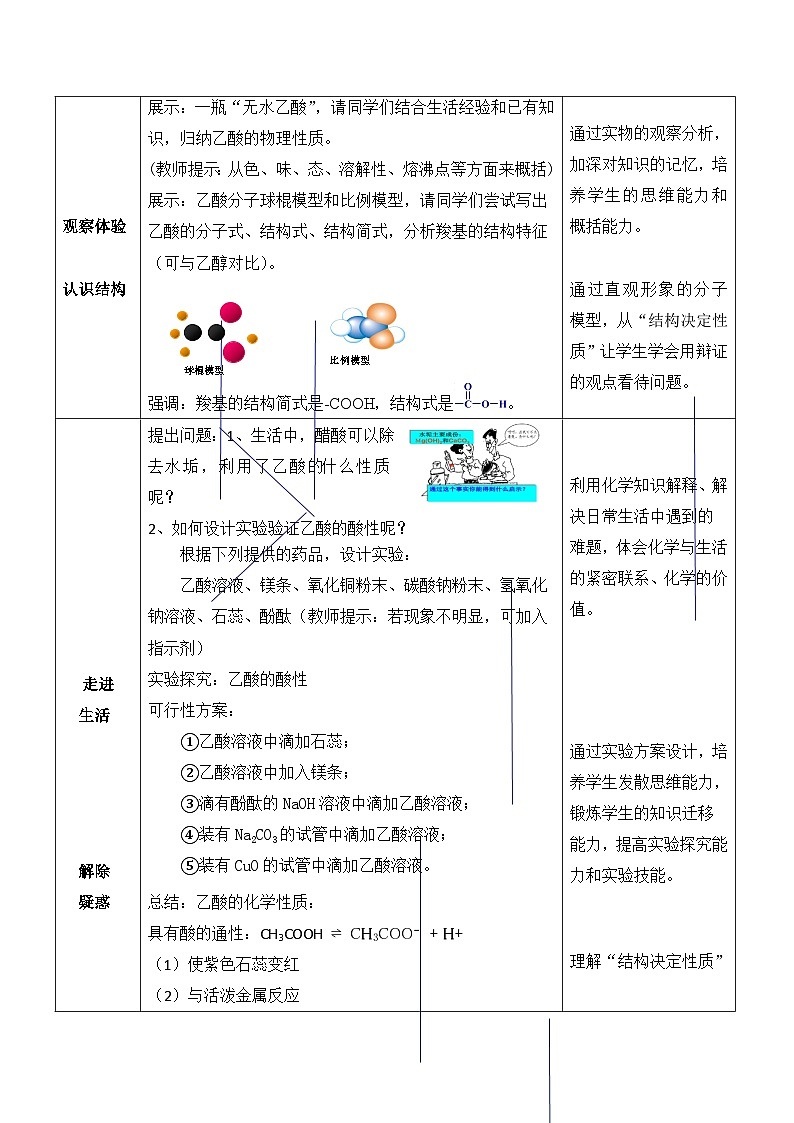 人教版(2019)高中化学必修第二册 7.3.2 乙酸 教案(表格式)第2页