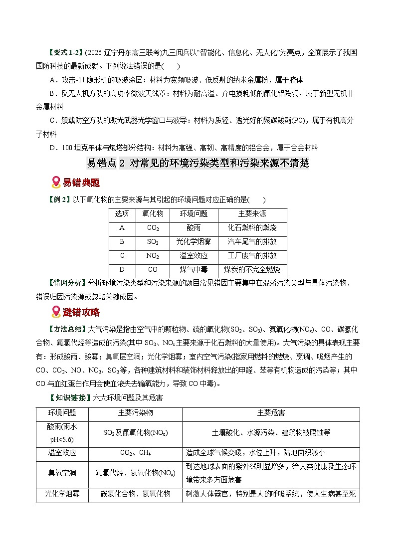 专题01 化学与STEE、传统文化失分点避坑(易错专练)(全国通用)(原卷版)第3页