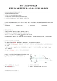 2025~2026学年10月天津武清区天津市武清区杨村第一中学高二上学期月考化学试卷(有答案解析)