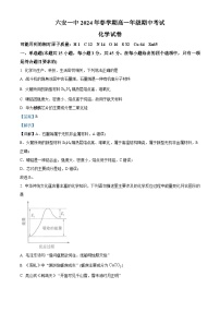 精品解析：安徽省六安第一中学2023-2024学年高一下学期期中考试化学试题（解析版）