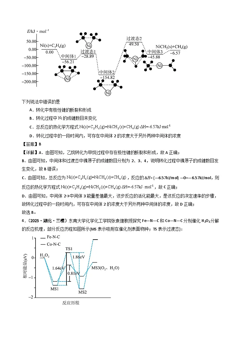 2025年高考模拟化学试题分类汇编 专题07 化学反应的热效应 反应历程(机理)第3页