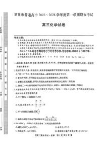 甘肃省酒泉市2025-2026年高三上期末考试化学试卷（含答案）
