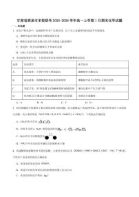 2025-2026学年甘肃省酒泉市普通高中高一上学期1月期末考试化学试卷（含答案）