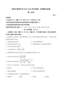 2024-2025学年贵州省贵阳市高二上学期期末监测化学试卷（有答案）